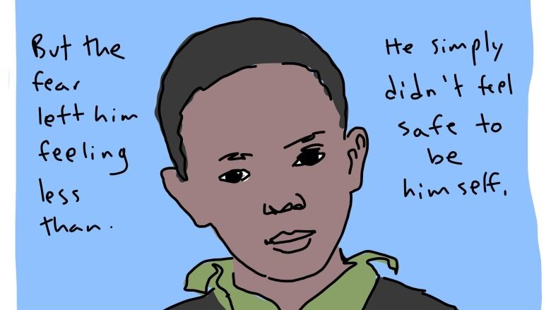 A graphic image with a Black boy. The text reads 