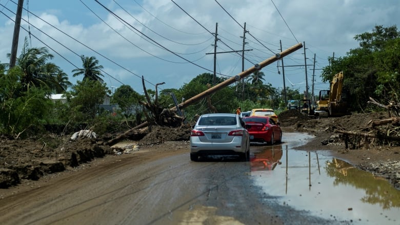 Downed power lines in Puerto Rico