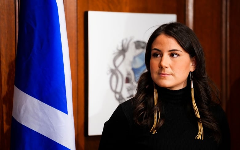 Cassidy Caron, President of the  Mtis National Council, takes part in an announcement in Ottawa on Jan. 12, 2023, regarding funding to support Mtis-led engagement that will inform the development of an Indigenous Justice Strategy. 