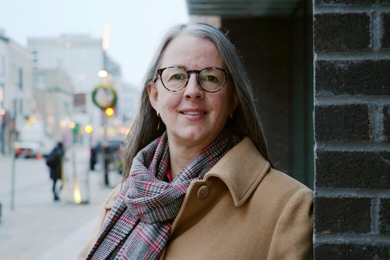 Portrait of woman on downtown street