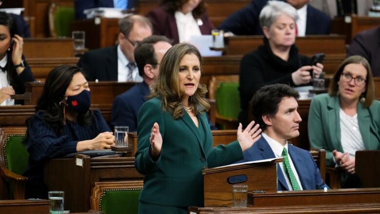 Deputy Prime Minister and Minister of Finance Chrystia Freeland delivers the federal budget in the House of Commons on Parliament Hill in Ottawa, Tuesday, March 28, 2023.