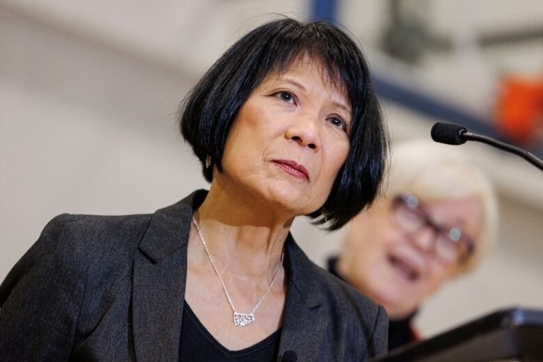 Mayor Olivia Chow speaks at a press conference.