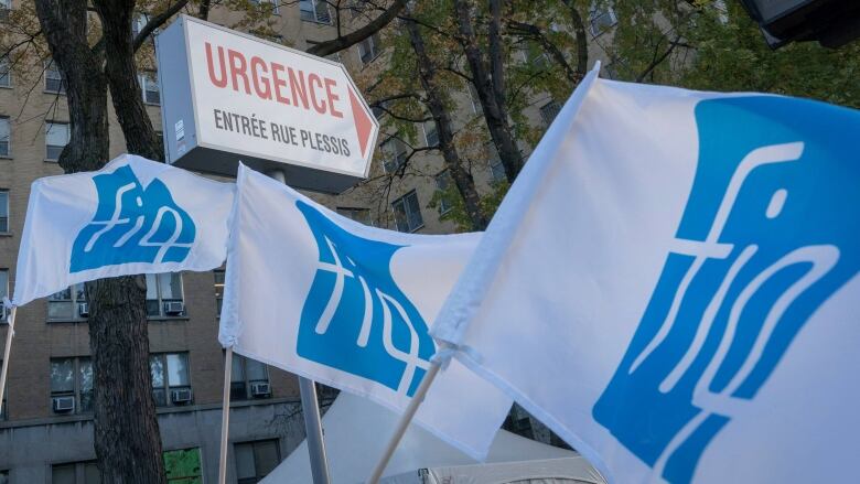 FIQ flags flying outside an emergency room. 