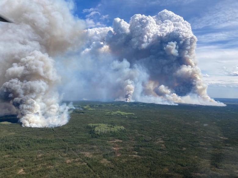 A view of the Parker Lake wildfire near Fort Nelson, B.C. is shown on Monday, May 13, 2024 in a B.C. Wildfire Service handout photo.