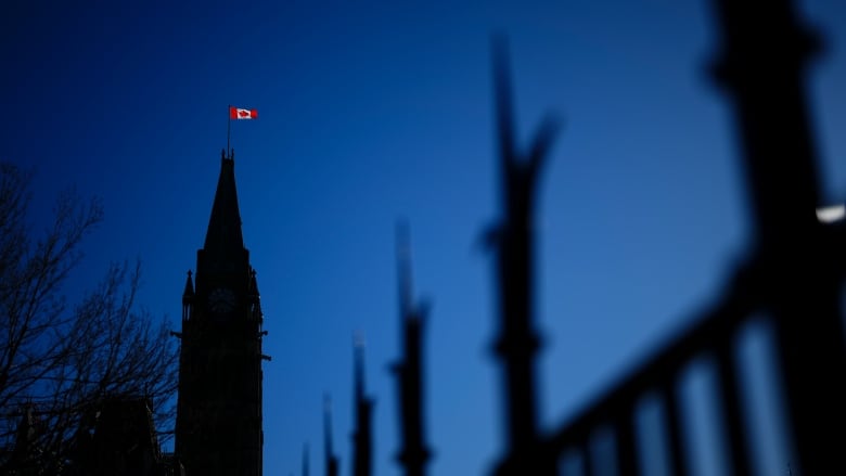 The Canada flag catches the morning light on the Peace Tower on Parliament Hill in Ottawa on Tuesday, April 16, 2024.