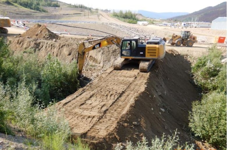 One of the containment dams built across Dublin Gulch below the slide area.