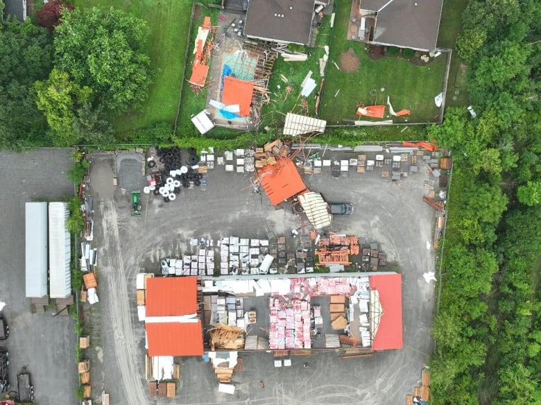 Drone image showing roof damage